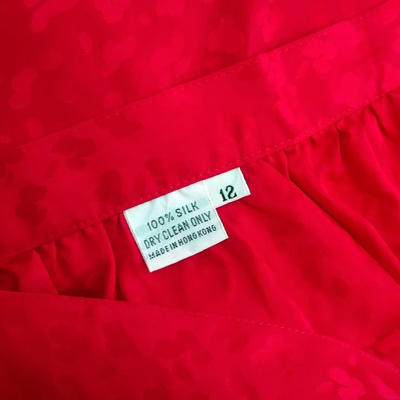 Vintage Red 1980s 100% Silk Skirt - Picture 4 of 4